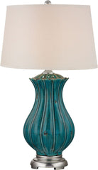 Pewsey Oversized Ceramic Table Lamp In Distressed Dark Teal
