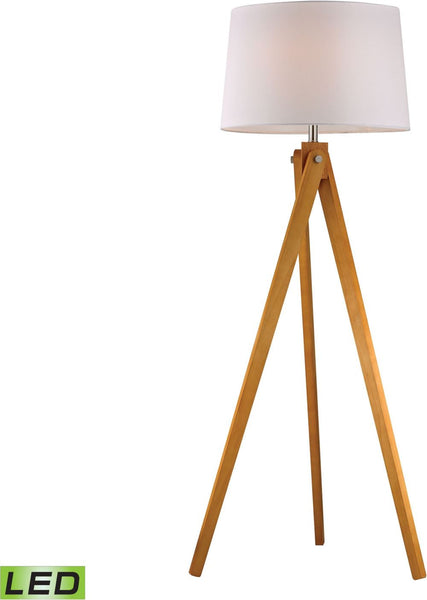 Wooden Tripod Led Floor Lamp In Natural Wood Tone