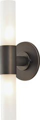 Double Cylinder 2 Light Vanity In Oil Rubbed Bronze and White Opal Glass