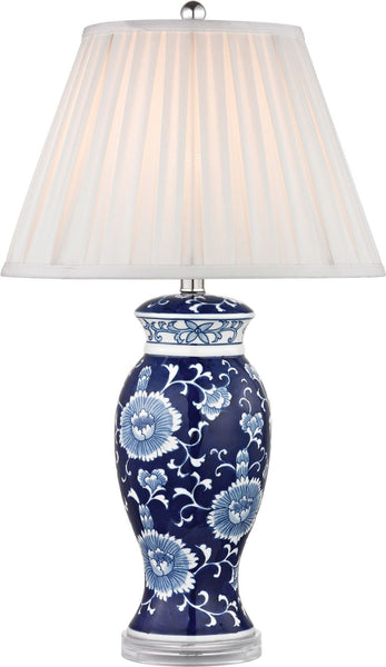 Hand Painted Ceramic Table Lamp In Blue and White With Acrylic Base