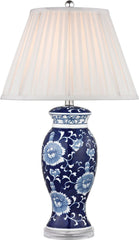 Hand Painted Ceramic Table Lamp In Blue and White With Acrylic Base