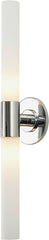 Long Cylinder 2 Light Vanity In Chrome and White Opal Glass