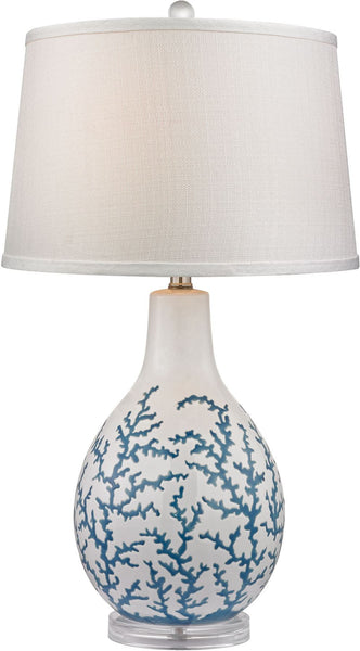 Sixpenny Blue Coral Table Lamp In White