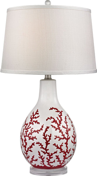 Sixpenny Red Coral Table Lamp In White