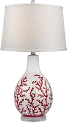 Sixpenny Red Coral Table Lamp In White