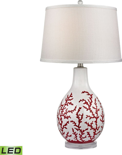 Sixpenny Red Coral Led Table Lamp In White