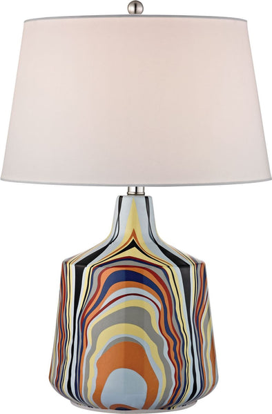 Technicolor Stripes Table Lamp With White Shade