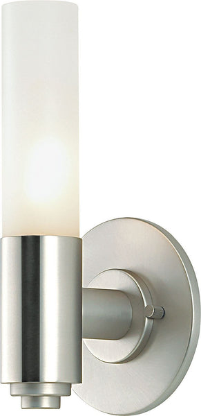 Single Cylinder 1 Light Vanity In Chrome and White Opal Glass