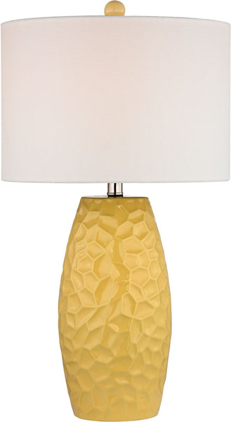 Sunshine Yellow Ceramic Table Lamp With White Linen Shade