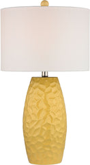 Sunshine Yellow Ceramic Table Lamp With White Linen Shade