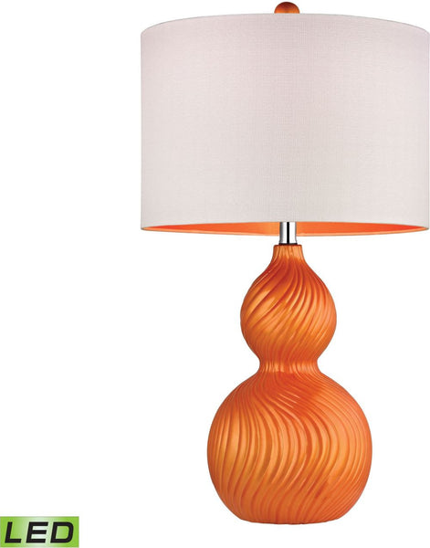 Carluke Ceramic Led Table Lamp In Tangerine Orange