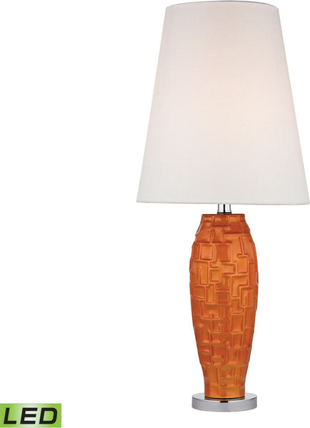 Hawick Ceramic Led Table Lamp In Tangerine Orange