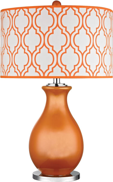 Thatcham Table Lamp In Tangerine Orange and Polished Nickel