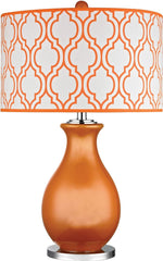 Thatcham Table Lamp In Tangerine Orange and Polished Nickel