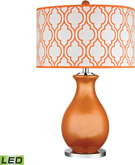 Thatcham Led Table Lamp In Tangerine Orange and Polished Nickel