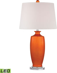 Halisham Ceramic Led Table Lamp In Tangerine Orange