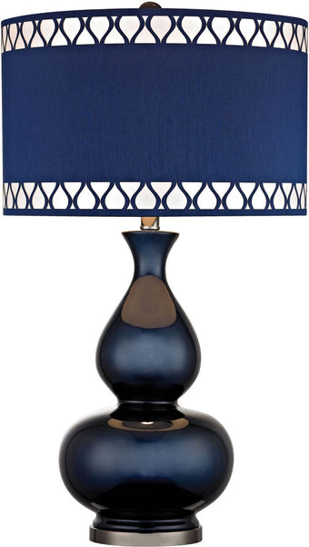 Heathfield Glass Table Lamp In Navy Blue
