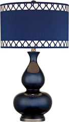 Heathfield Glass Table Lamp In Navy Blue