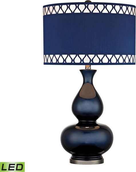 Heathfield Glass Led Table Lamp In Navy Blue