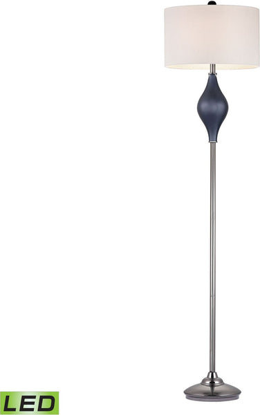 Chester Glass Led Floor Lamp In Navy and Black Nickel