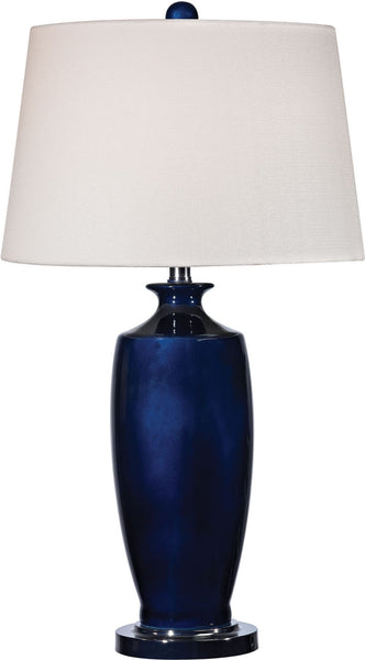 Halisham Ceramic Table Lamp In Navy Blue