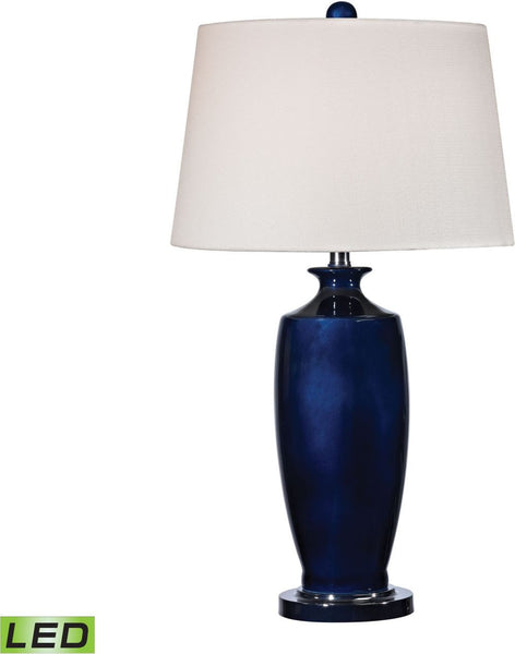 Halisham Ceramic Led Table Lamp In Navy Blue