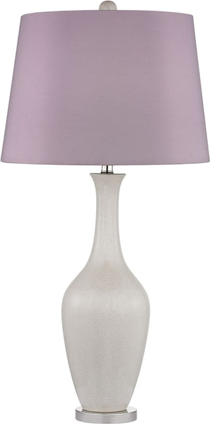 Highworth Ceramic Table Lamp In Cream Crackle and Polished Nickel