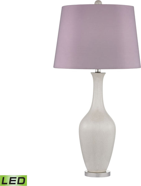 Highworth Ceramic Led Table Lamp In Cream Crackle and Polished Nickel