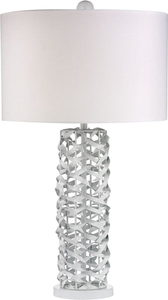 Elgin Metal Ribbon Table Lamp In Gloss White