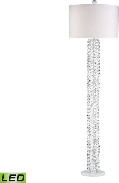 Elgin Metal Ribbon Led Floor Lamp In Gloss White
