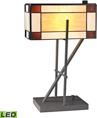 Fort William Tiffany Glass Led Table Lamp In Matte Black