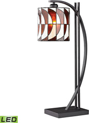 Eastbourne Tiffany Glass Led Table Lamp In Matte Black