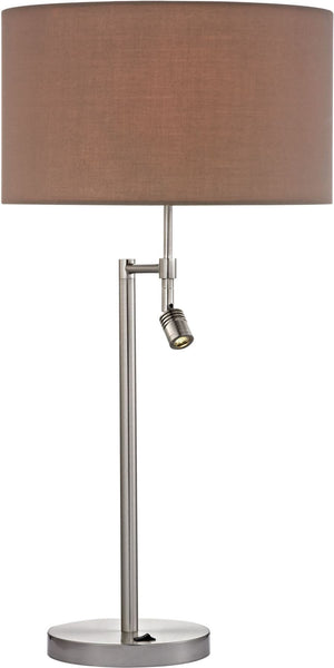 Beaufort Table Lamp In Satin Nickel With Adjustable Led Reading Light