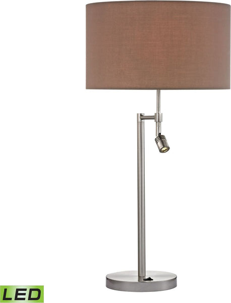 Beaufort Led Table Lamp In Satin Nickel With Adjustable Led Reading Light