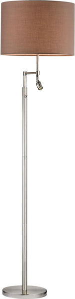 Beaufort Floor Lamp In Satin Nickel With Adjustable Led Reading Light