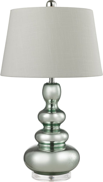 Stacked Gourd Table Lamp In Silvery Mercury With Light Green Accents