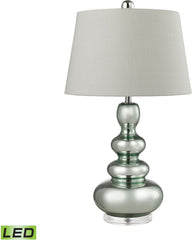 Stacked Gourd Led Table Lamp In Silvery Mercury With Light Green Accents