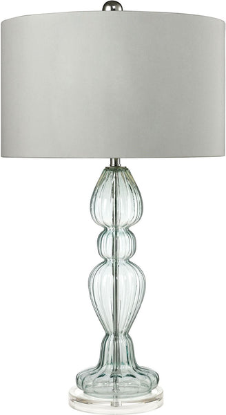 Ribbed Glass Table Lamp In Light Blue