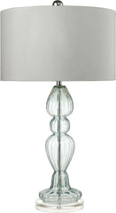 Ribbed Glass Table Lamp In Light Blue