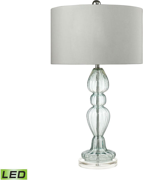 Ribbed Glass Led Table Lamp In Light Blue