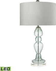 Ribbed Glass Led Table Lamp In Light Blue