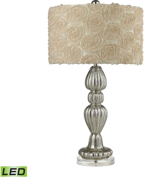 Ribbed Glass Led Table Lamp In Silver Mercury