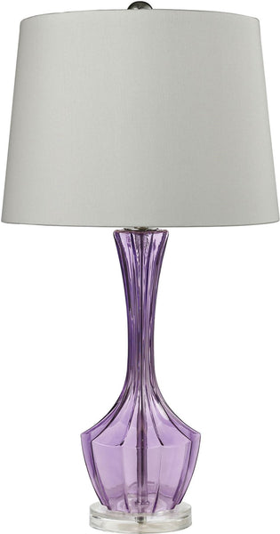 Translucent Table Lamp In Purple Glass With Pure White Shade