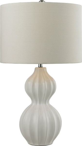 Ribbed Gourd Table Lamp In Gloss White Ceramic
