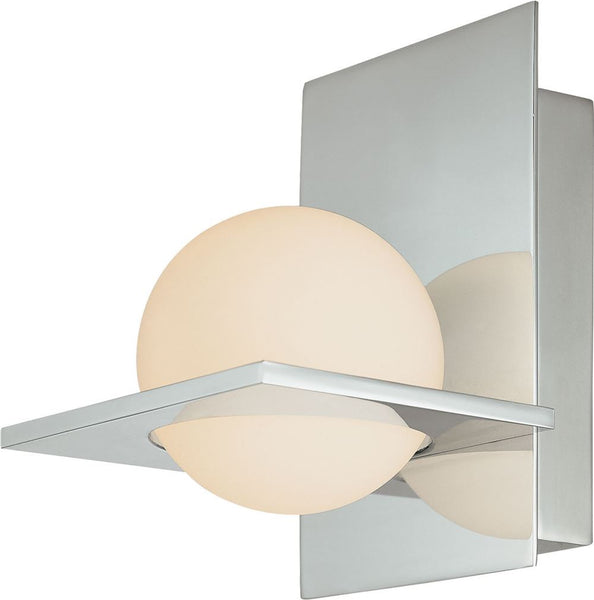 Orbit 1 Light Vanity In Chrome and White Opal Glass