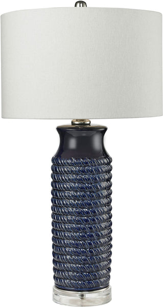Wrapped Rope Ceramic Table Lamp In Navy Blue