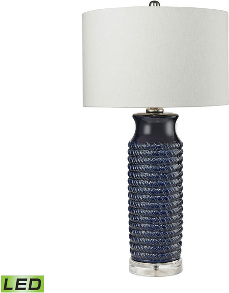 Wrapped Rope Ceramic Led Table Lamp In Navy Blue