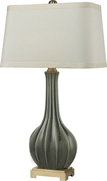 Fluted Ceramic Table Lamp In Grey Glaze