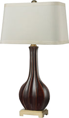 Fluted Ceramic Table Lamp In Red Glaze