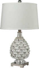 Hand Formed Ceramic Table Lamp In White Pearlescent Glaze
